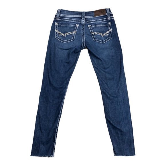 BKE Denim Sabrina Womens Cropped Capri Jeans Raw Hem Thick Stitch Size 27 - Picture 2 of 8